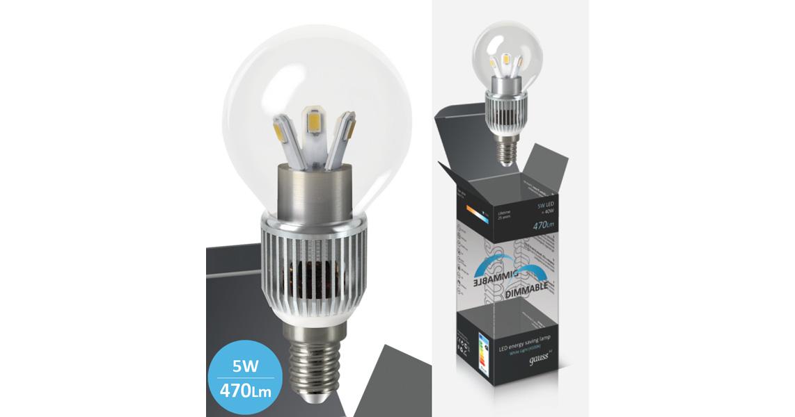 Štedljive Dimmable LED sijalice 2 kom Gauss E14 5W 220V 4100K