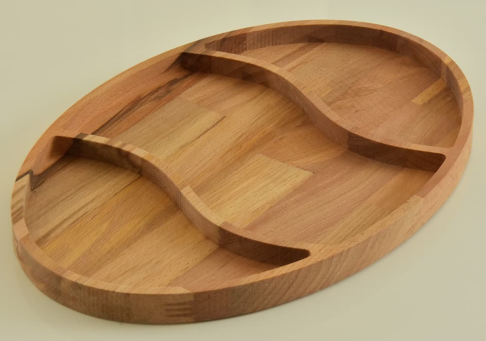 Daska za posluživanje od bukve sa tri udubljenja 