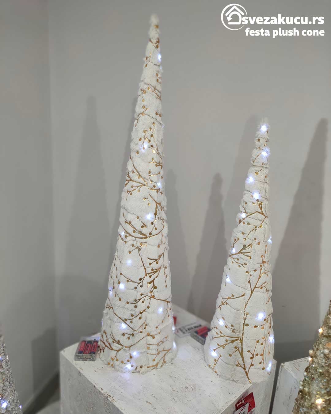 Svetleća LED Kupa Plush Cone 60 cm Bela