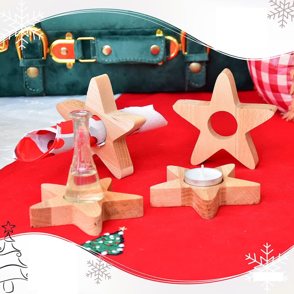 Višenamenska zvezdica od drveta bukve 4kom