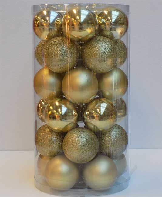 Novogodišnji ukrasi za jelku Kugle Zlatne 30 kom. 19014