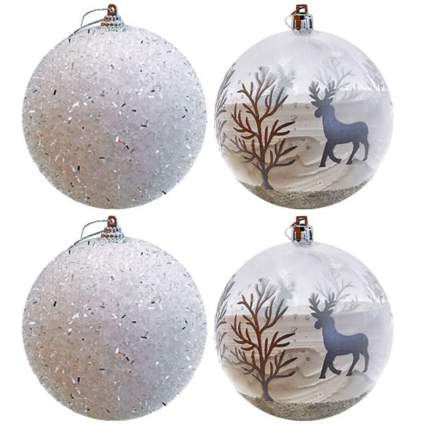 Dekorisani ukrasi za jelku prečnika 10 cm - 4 komada