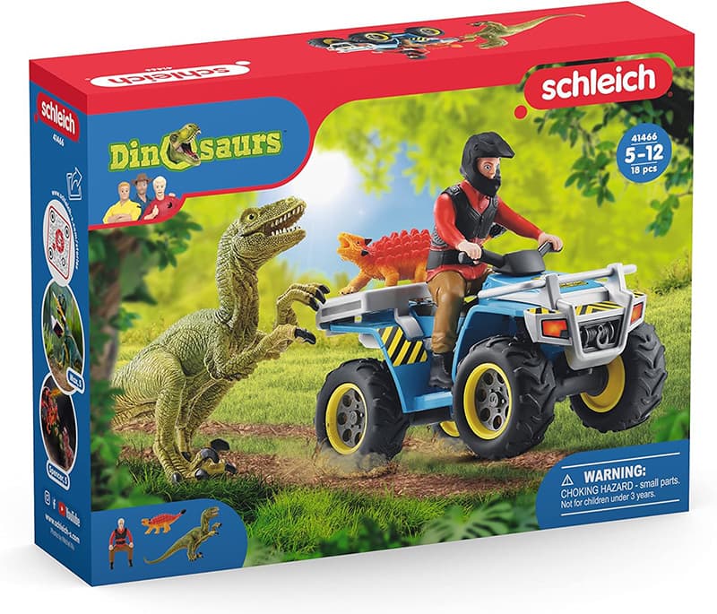 Schleich Figurice Dinosaurusi - Bekstvo kvadom pred velociraptorom 41466
