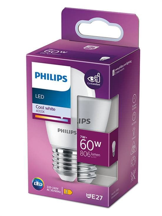 Philips led sijalica 7W (60W) P48 E27 4000K