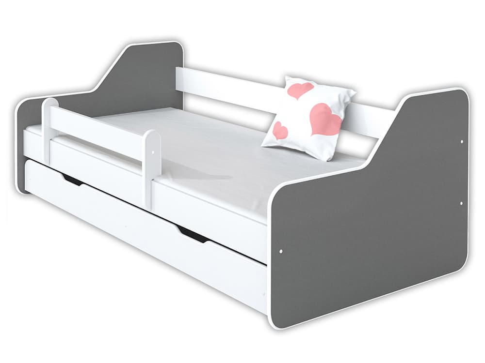 Dečiji krevet sa dušekom, letvicama i fiokom 180x80 Dione, sivi 7791 