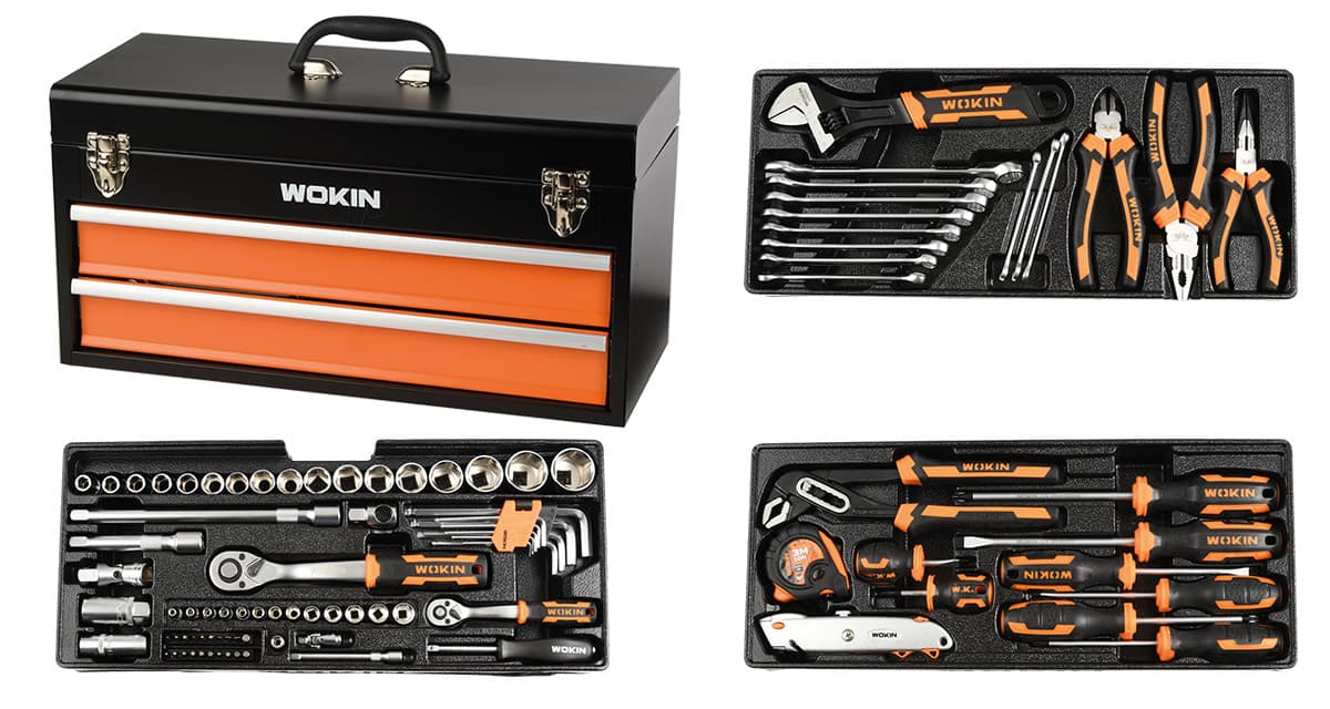 Puna kutija za alat sa 3 fioke - 98 delova Wokin 901098