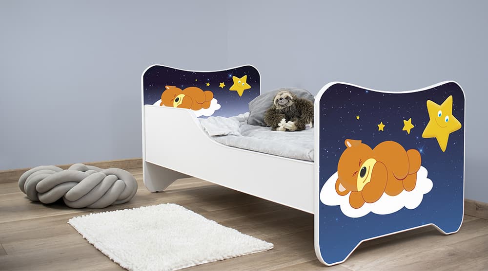 Dečiji krevet sa dušekom i letvicama 160x80 cm Happy kitty Sleeping teddy