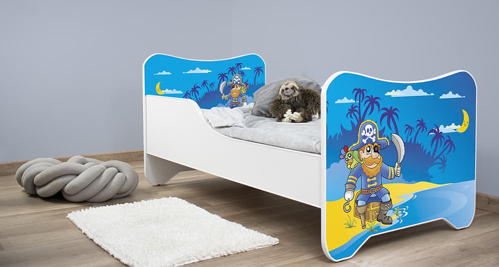 Dečiji krevet sa dušekom i letvicama 140x70 cm Happy kitty Old pirate 