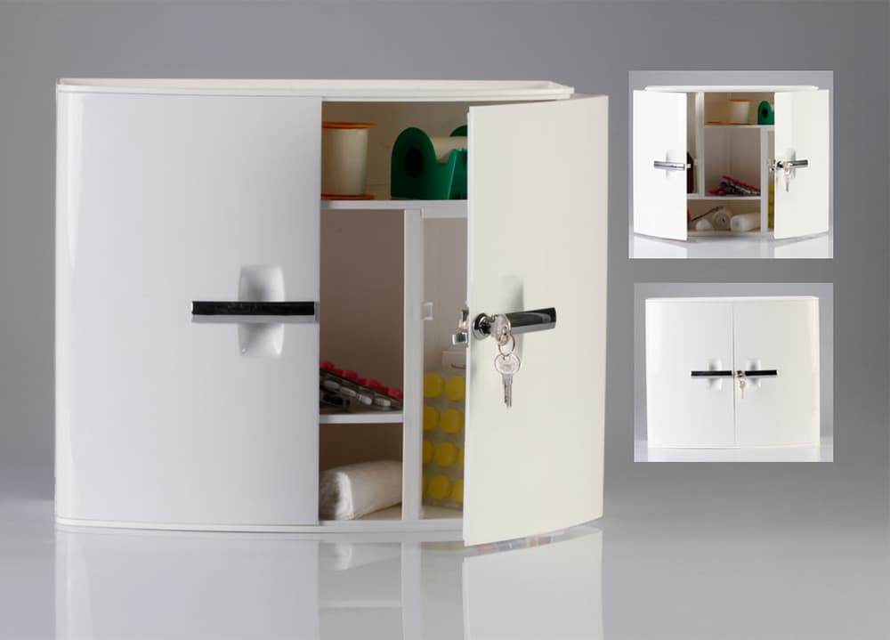 Višenamenski ormarić za kupatilo 095, beli sa zaključavanjem