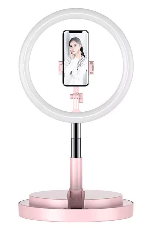 Selfi stalak sa LED svetlom Ring stand pink