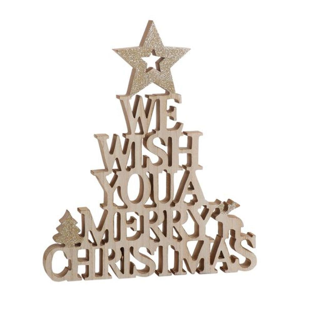 Novogodišnja kućna dekoracija 29cm Jelka We Wish You A Merry Christmas 2 komada