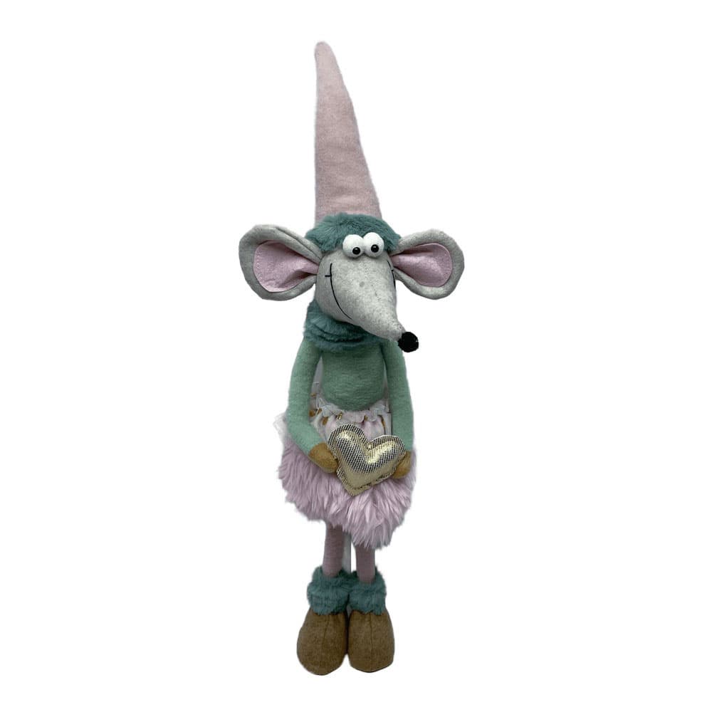 Novogodišnja dekoracija plišana lutka Novogodišnji miš 53cm