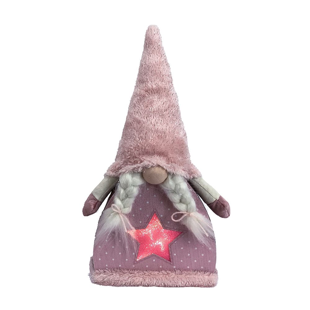 Novogodišnja i božićna dekoracija Roze patuljak sa LED svetlom 41cm