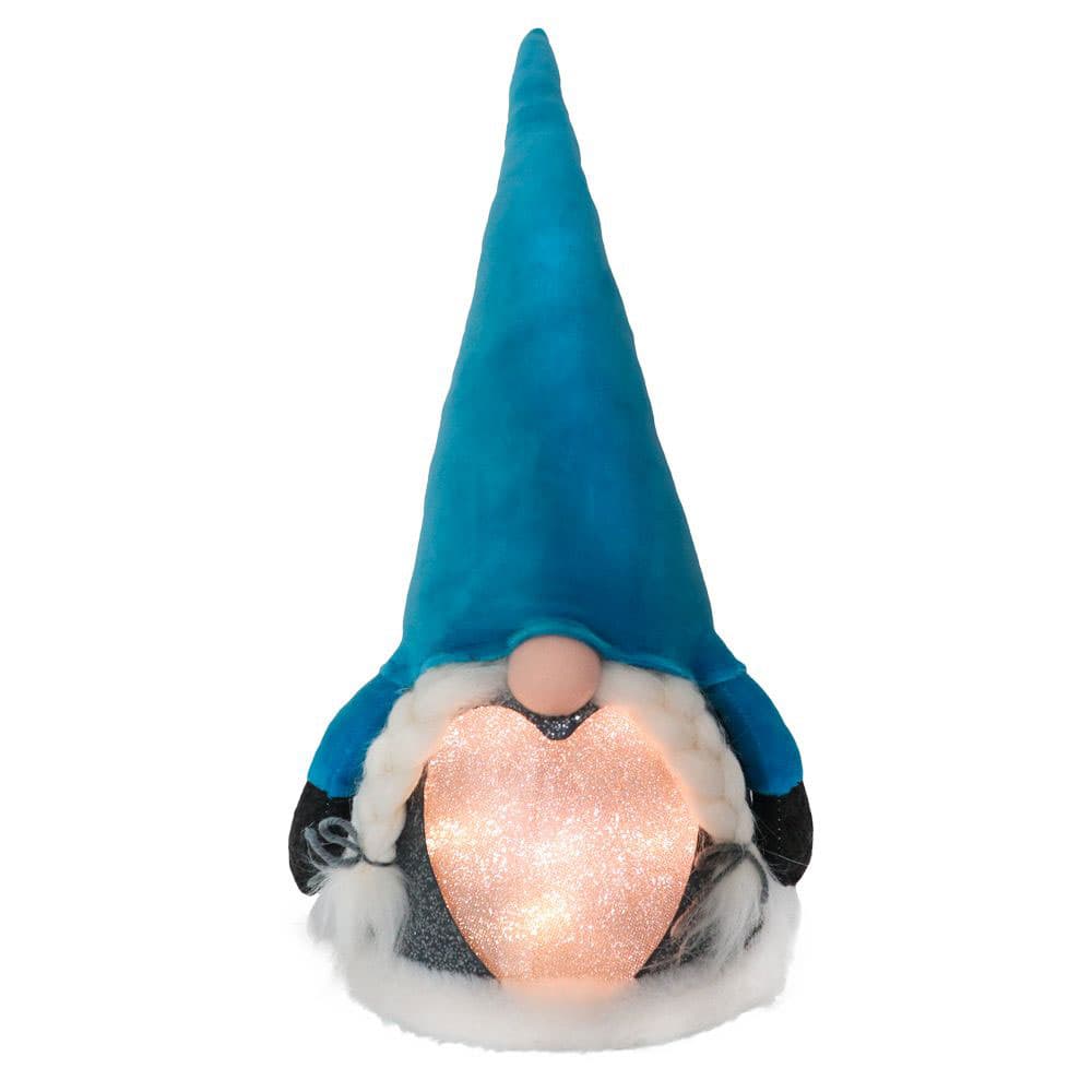 Novogodišnja i božićna dekoracija Plavi patuljak sa LED svetlom 41cm