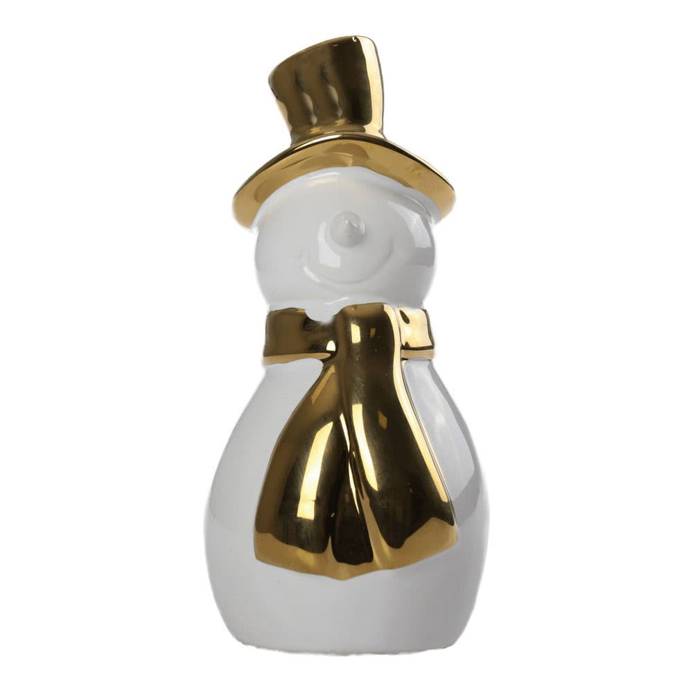 Novogodišnja i božićna dekoracija Keramička figurica 17cm sa LED svetlom Sneško Belić