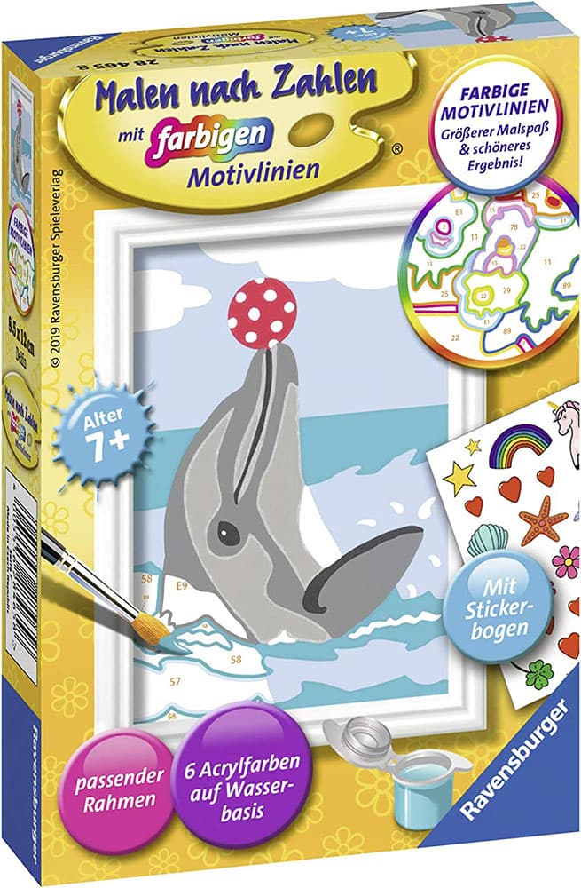 Ravensburger Bojanka po brojevima + akrilne boje Delfin 28465