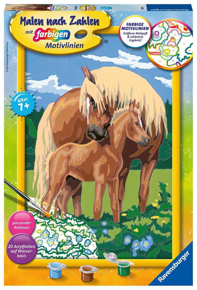 Ravensburger Bojanka po brojevima + akrilne boje Konji 28911