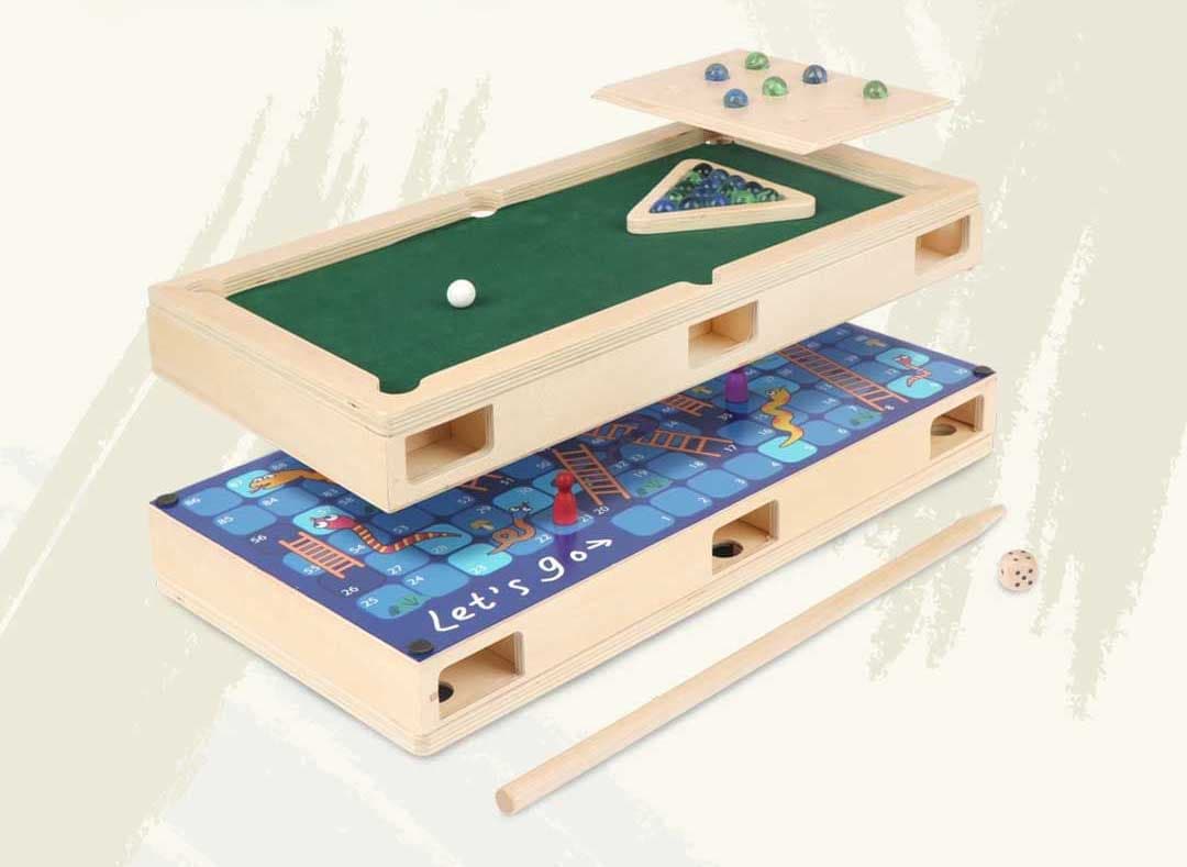 Klikeri, Bilijar, Zmijice i Merdevine, Iks-Oks 4 u 1 Komplet Stonih Igara Pino