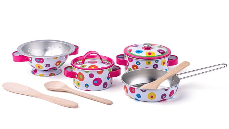 WOODY Igračka Posuđe za kuvanje Dot 9 delova 91884