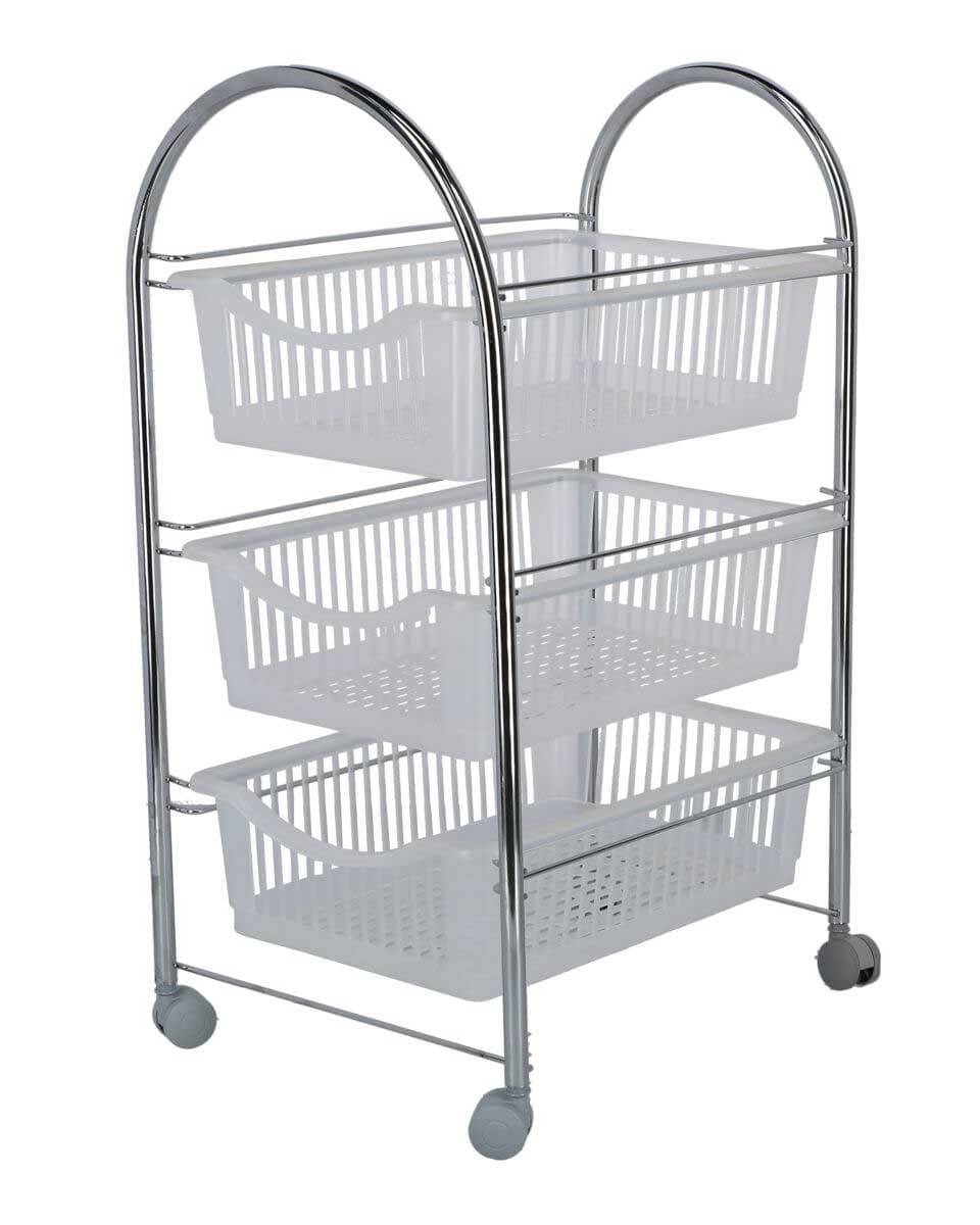 Kuhinjska Polica Sa Točkićima i 3 Korpe KIWA NATURAL 3