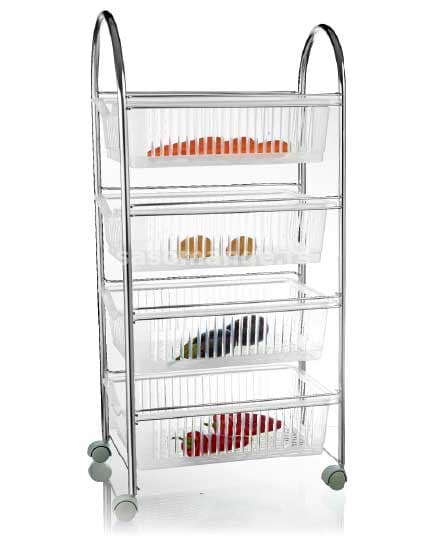 Kuhinjska Polica Sa Točkićima i 4 Korpe KIWA NATURAL 4