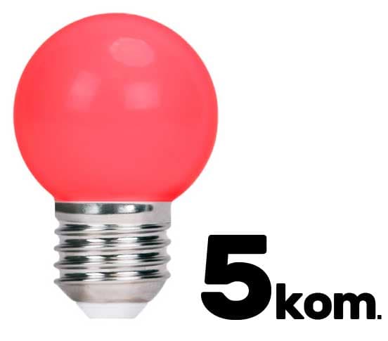 Pet LED sijalica Crvena 2W E27