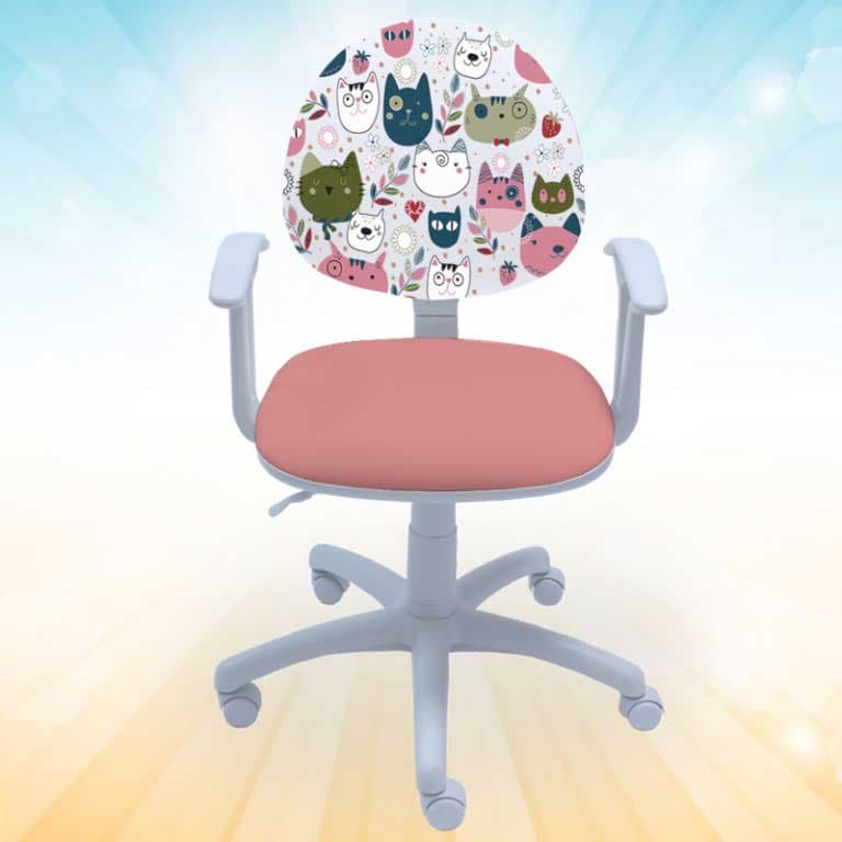 Dečija radna stolica Smart White Cats