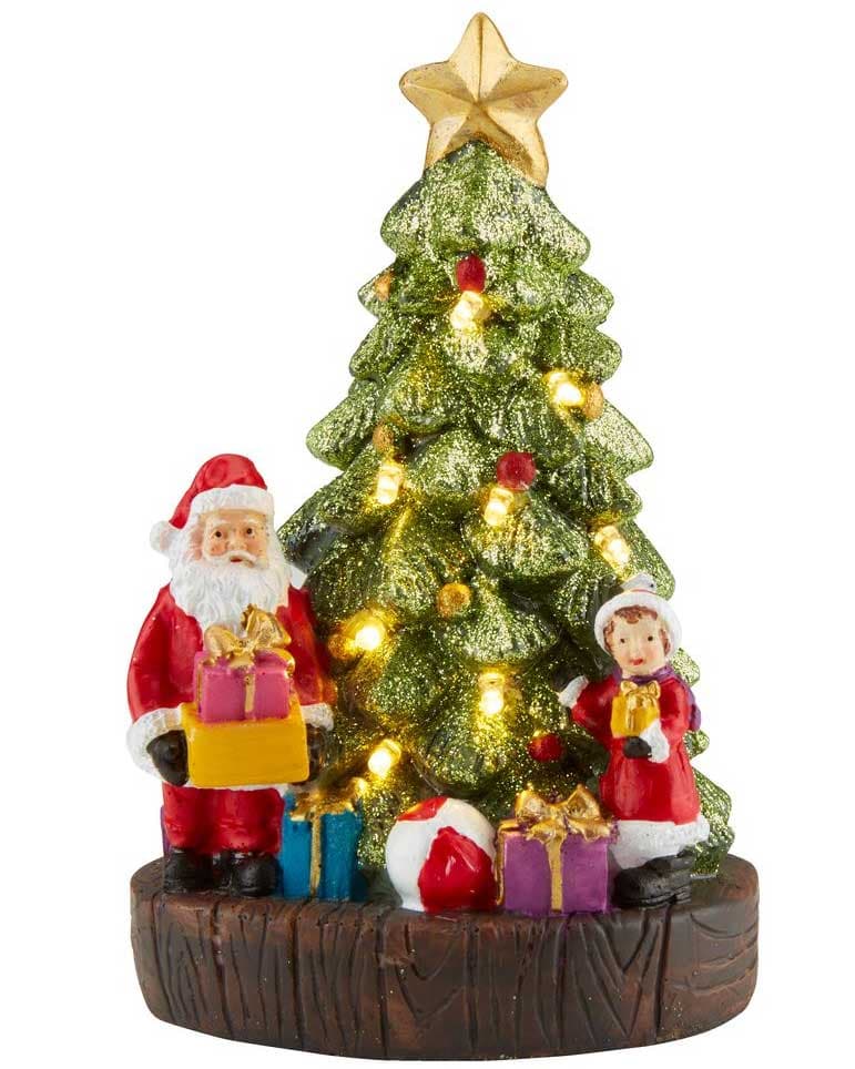 Novogodišnja LED jelka sa Deda Mrazom 16cm