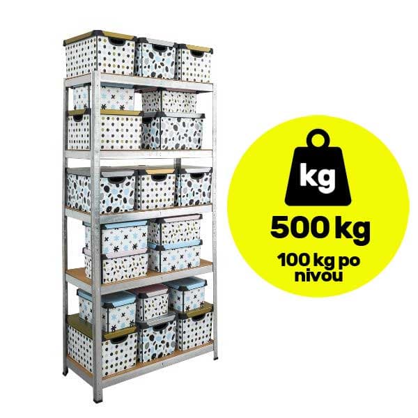 Metalna polica velike nosivosti 5x100kg 180x100x45cm