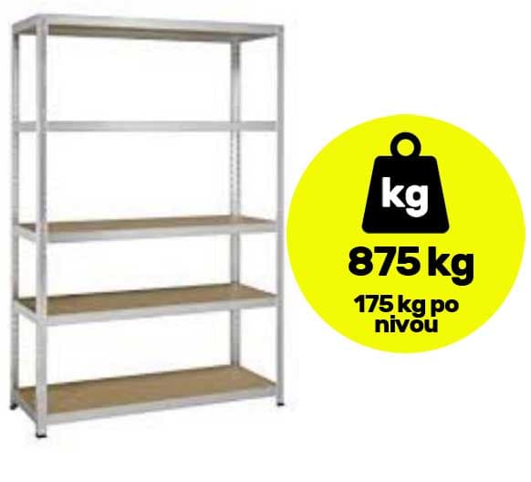 Metalna polica velike nosivosti 5x175kg 180x120x40cm