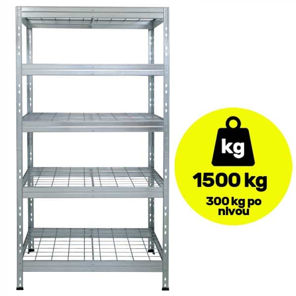 Metalna polica velike nosivosti 5x300kg 180x90x45cm