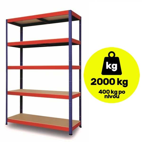 Metalna polica velike nosivosti 5x400kg 180x100x50cm