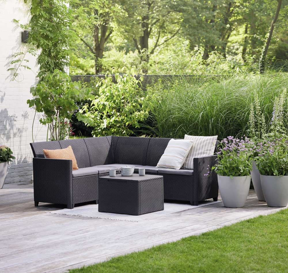 Ugaona garnitura za dvorište ili terasu Sa Box stolom Keter Marie 5 Graphitte