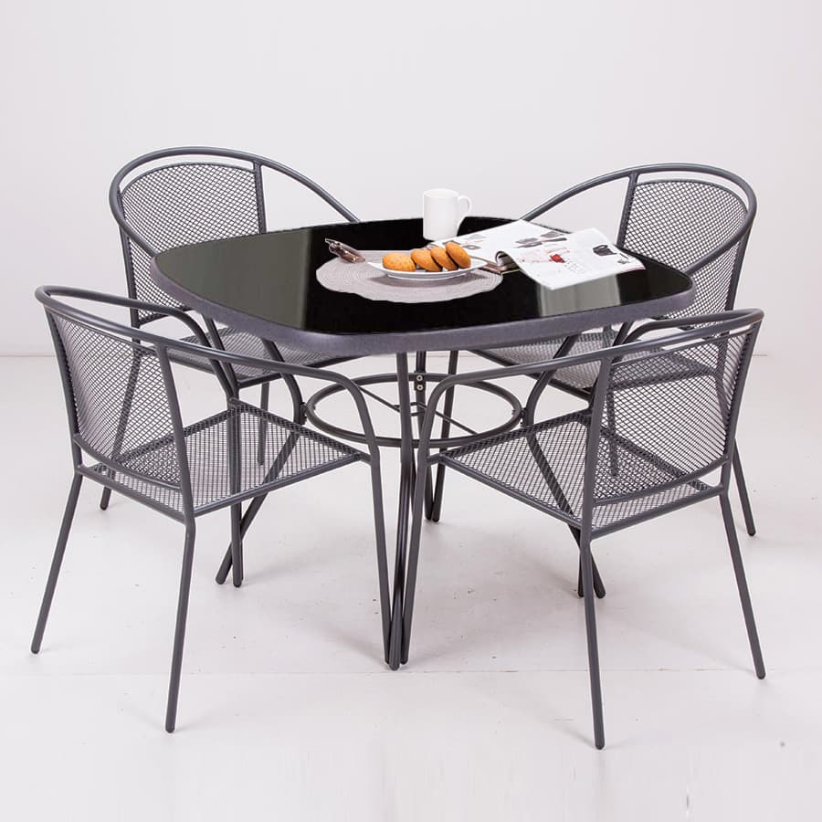 Metalna Baštenska Garnitura sa Staklenim Stolom Giarre