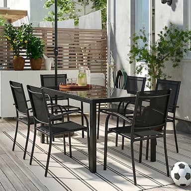 6 Stolica i Sto sa staklom - Baštenski Set Farina Black