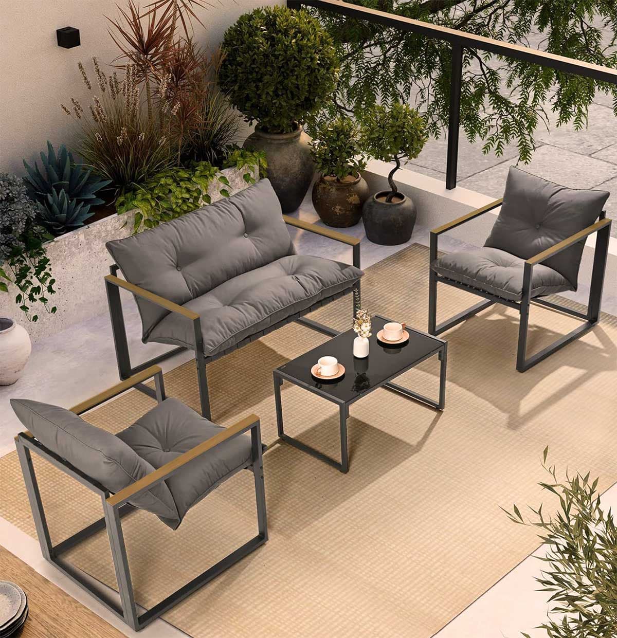 Garnitura Za 4 Osobe - Cymande Udobnost Dnevne Sobe u Dvorištu