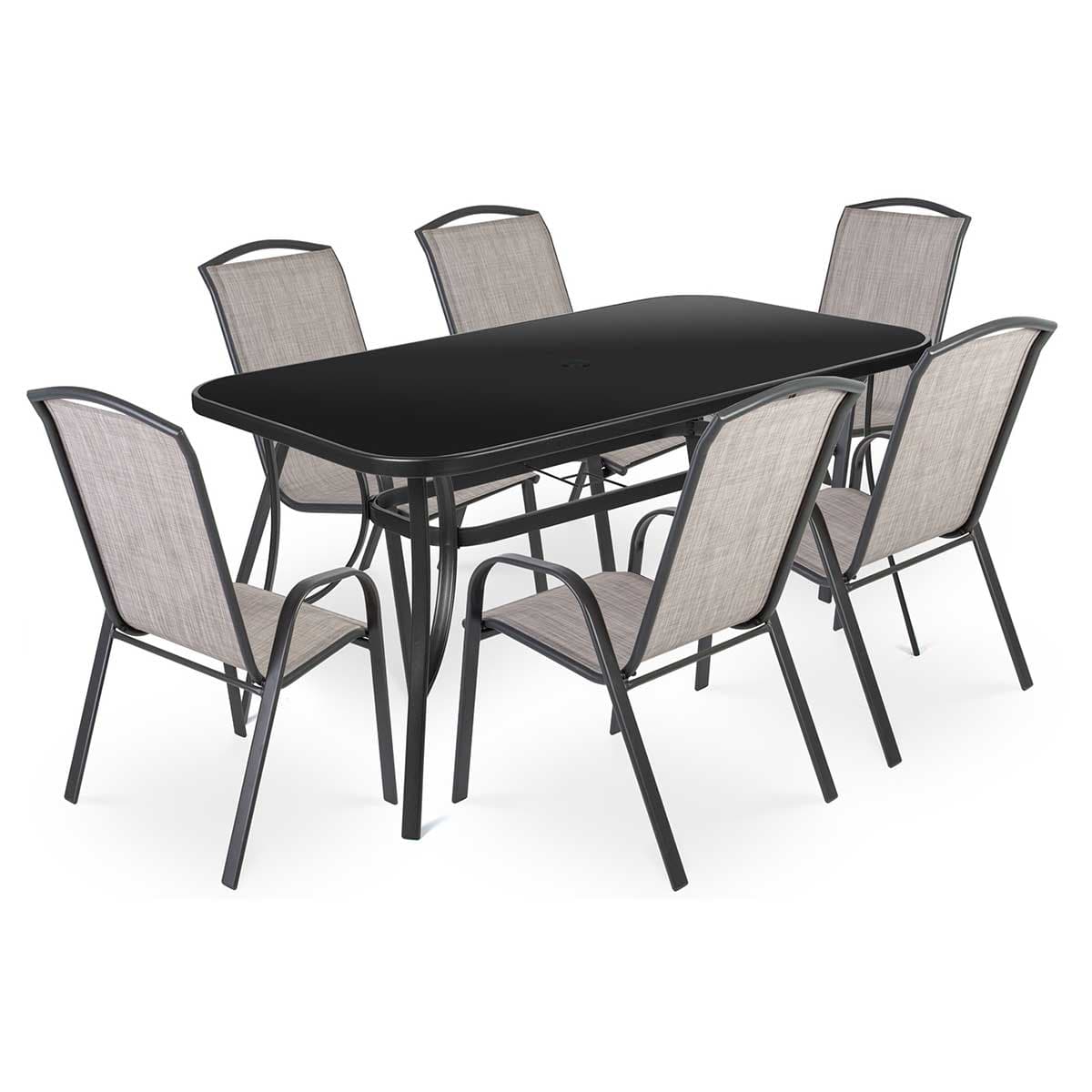 Baštenski Set od 6 Stolica i Stolom Sa Staklom Fieldmann Rony II