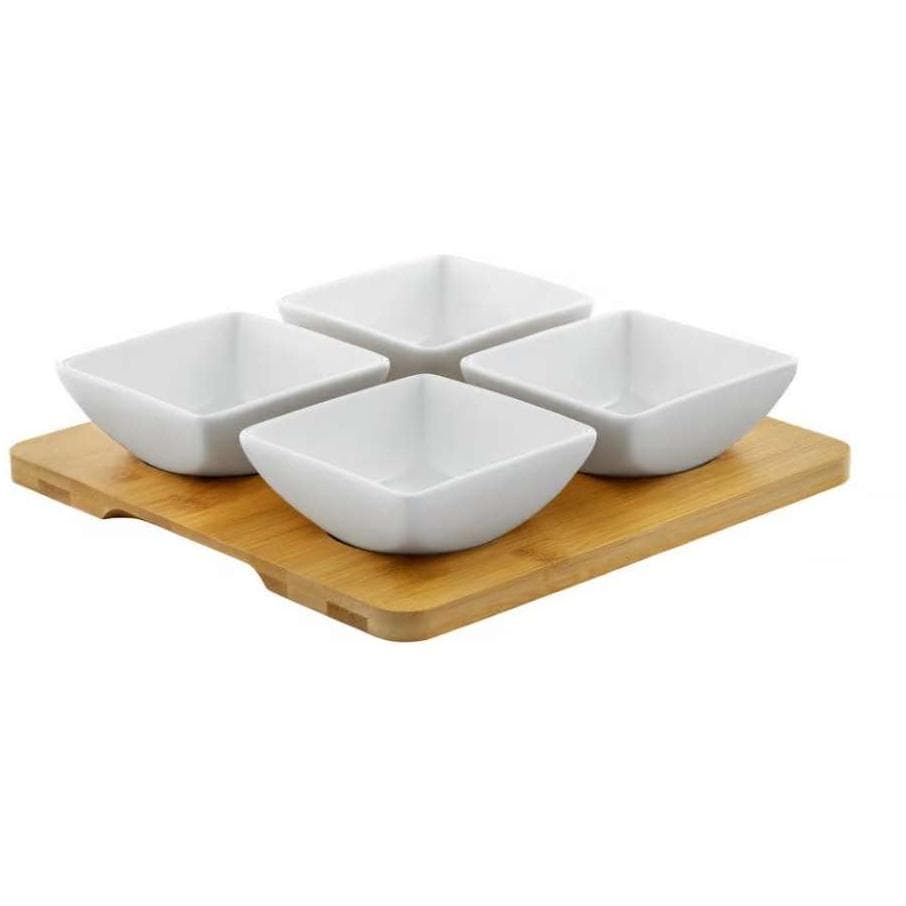 Dajar Porcelanski set 4 četvrtaste činije sa daskom od bambusa DJ45577