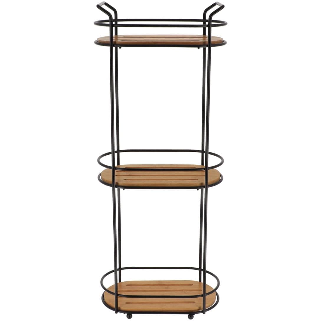 Tendance Žičana Trostruka Polica za Kupatilo 62,5x24,5x13,5cm Bambus Mat Crna