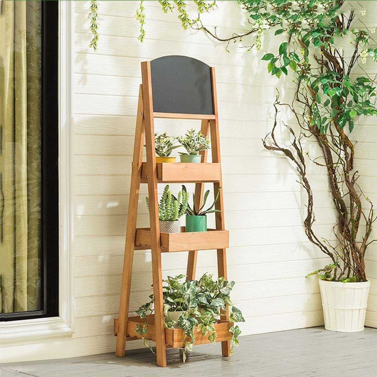 Drvena Polica Za Saksije Sa Tablom Za Poruke