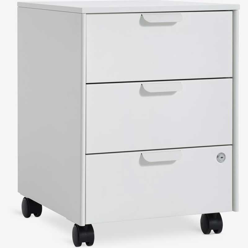 Čelični ormarić sa tri fioke i bravom za zaključavanje Beli