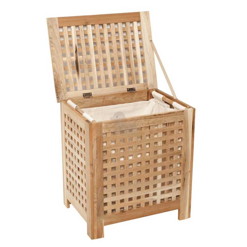 Korpa za veš od orahovog drveta sa platnenim uloškom Delly B