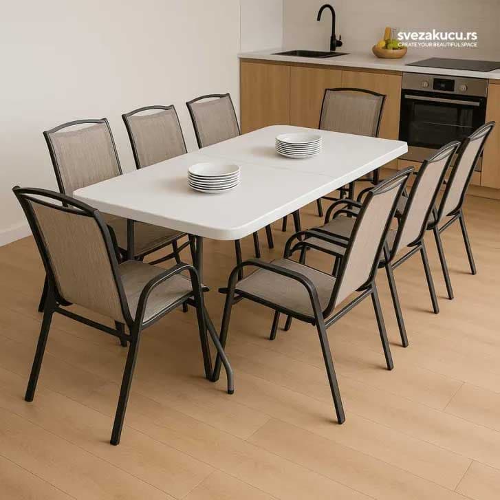 Trpezarijska garnitura za 8 osoba Sa sklopivim stolom Domaćin