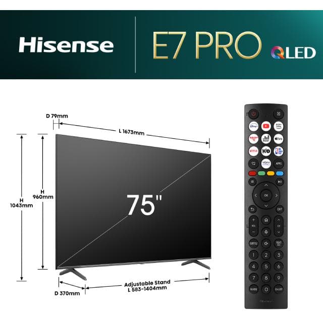HISENSE 75 inča 75E7NQ PRO QLED 4K UHD Smart TV