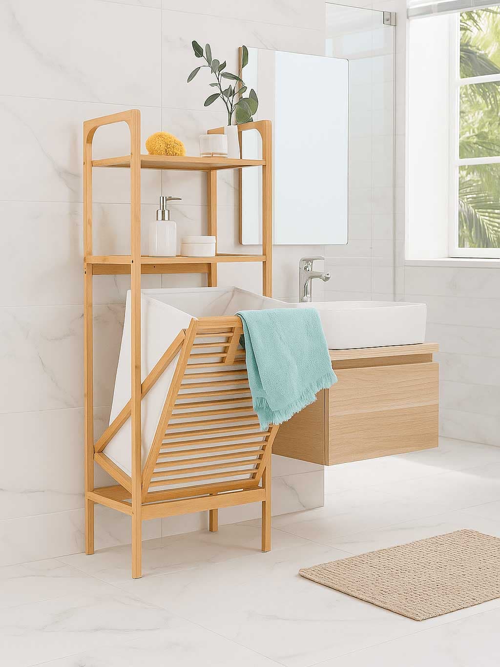 Kupatilska polica sa korpom za veš Vilde 569633