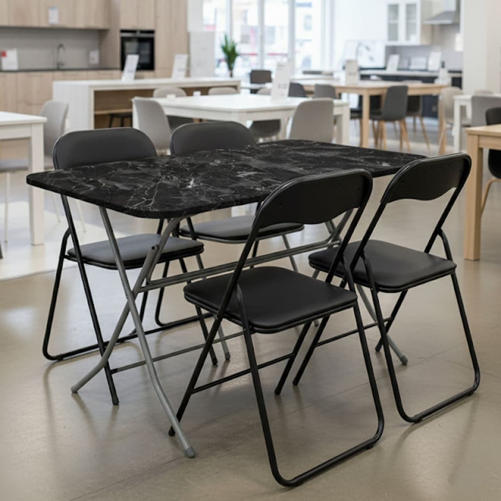 Trpezarijska garnitura za 4 osobe sa sklopivim stolom i stolicama Verto Black