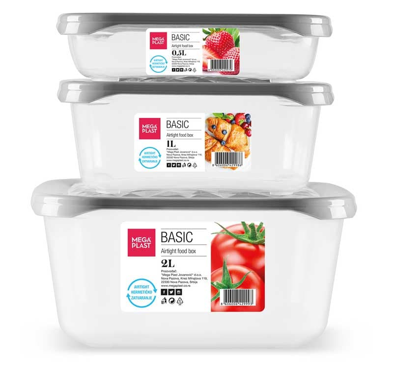 Komplet četvrtastih kutija za hranu sa poklopcima 3kom. Frigo Frozen