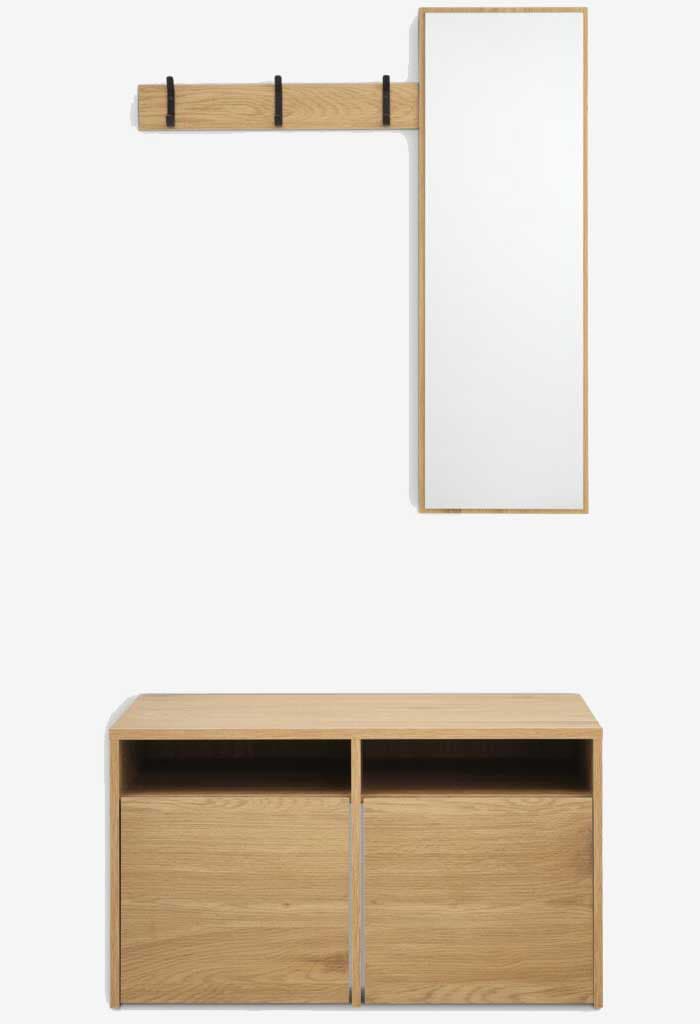 Predsoblje Indie - Ogledalo, Čiviluk i 2 Fioke