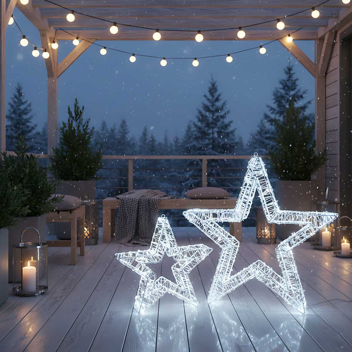 2 3D Zvezde Sa 600 i 1200 LED sijalica - Aluminijumska Konstrukcija