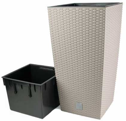 Visoka saksija sa uloškom Ratan Look 27x27x50 cm Cappuccino